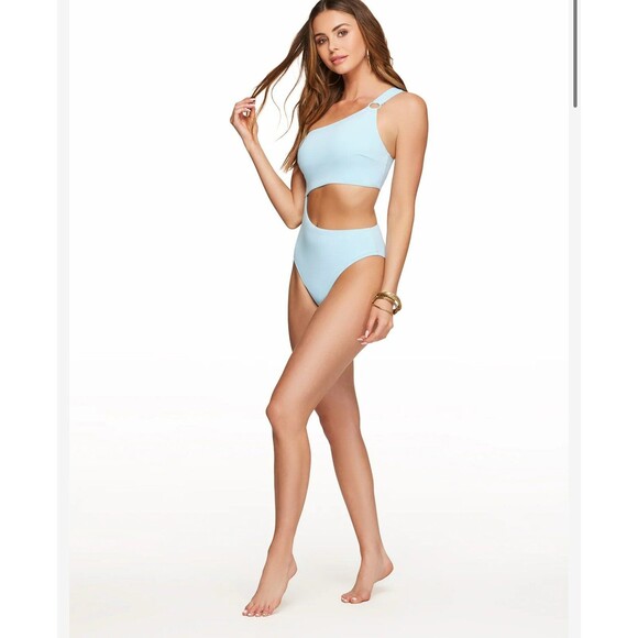 Jessica Simpson Solid Cut Out One Piece in Powder Blue - Picture 1 of 6